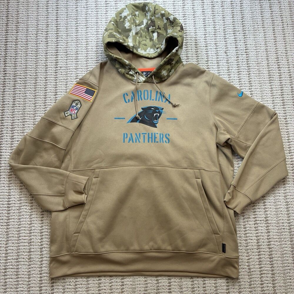 Nike Carolina Panthers Salute To Service Hoodie 2XL NFL On Field Dri-Fit Camo